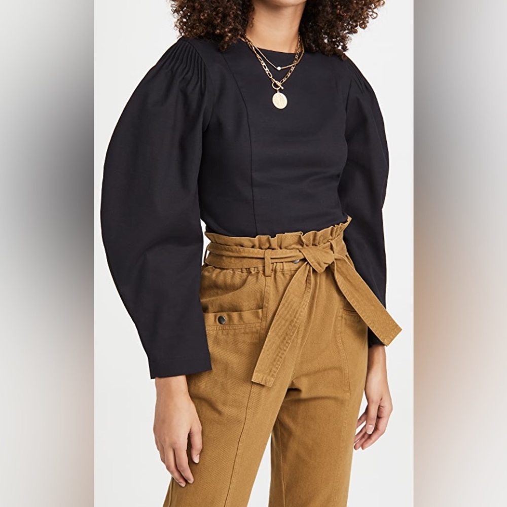 Sea New York Black Puff-Sleeve Top